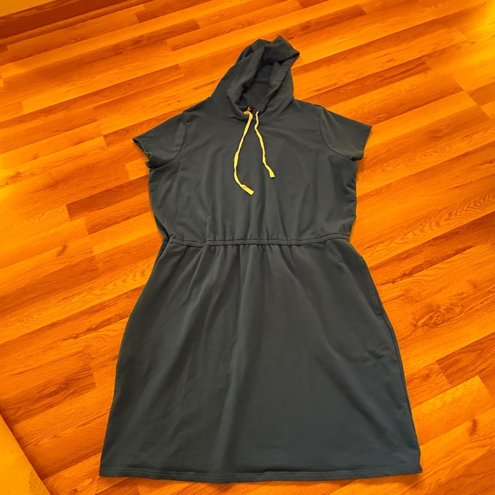 Vintage Style Jason Wu Hoodie Dress 1X Blue Y2K Sporty Plus Size Athleisure